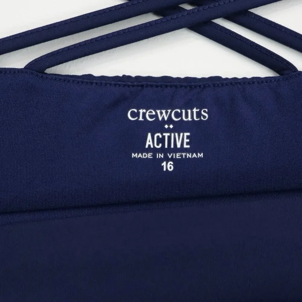 NWT J.Crew Crewcuts Girls' Cross-Back Active Dress Antique Navy Blue Size 16